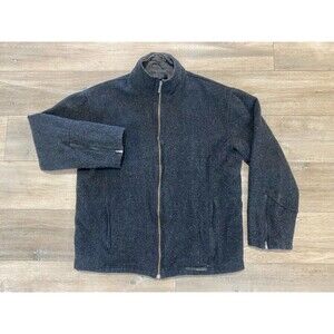 Smartwool Bomber Jacket Men M Merino Wool Black Heather Flannel Lined Full Zip